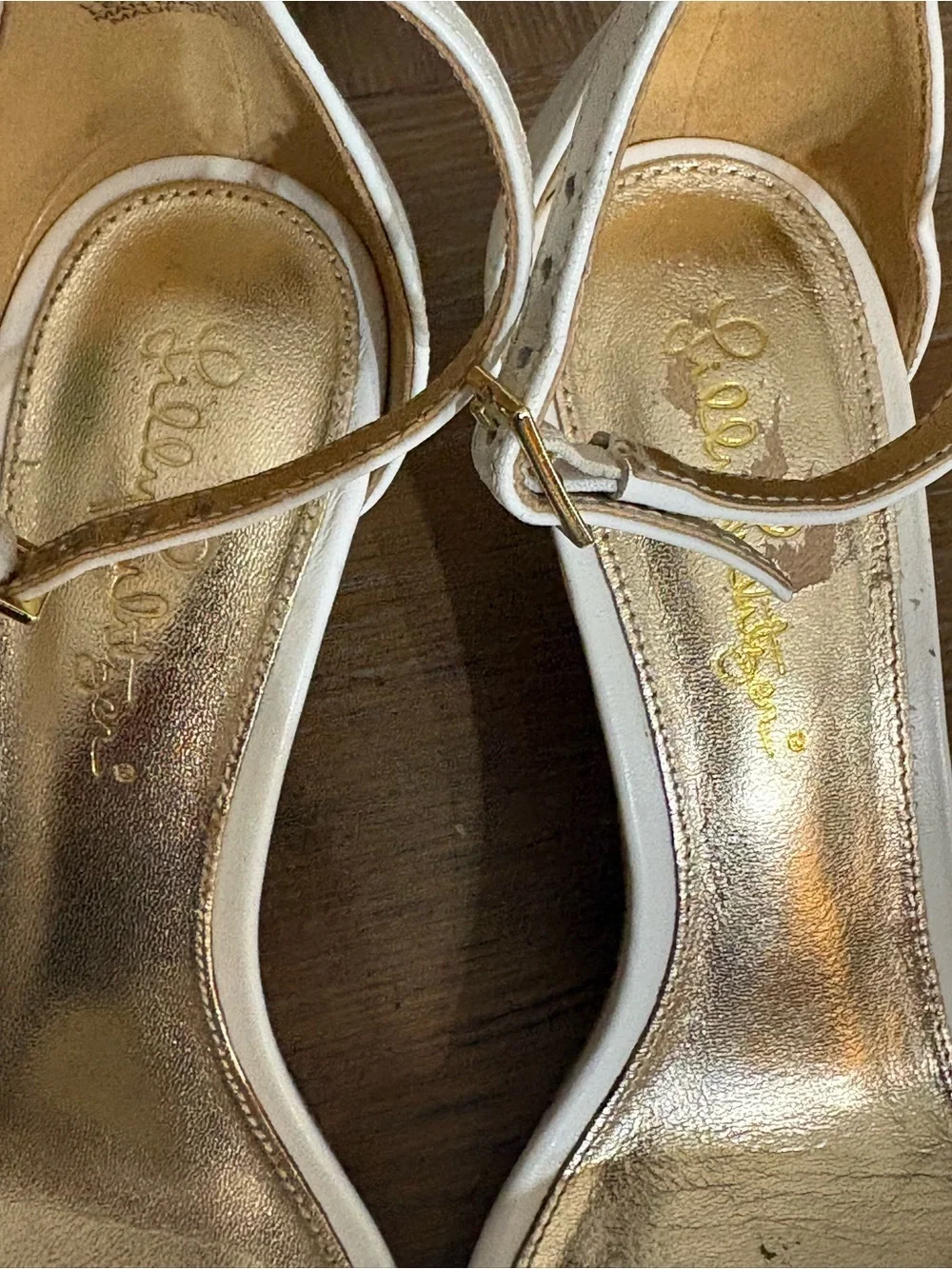 Lilly Pulitzer Jenna Wedge Resort White Ankle Strap Sandals Cork Wedge Size 6.5M